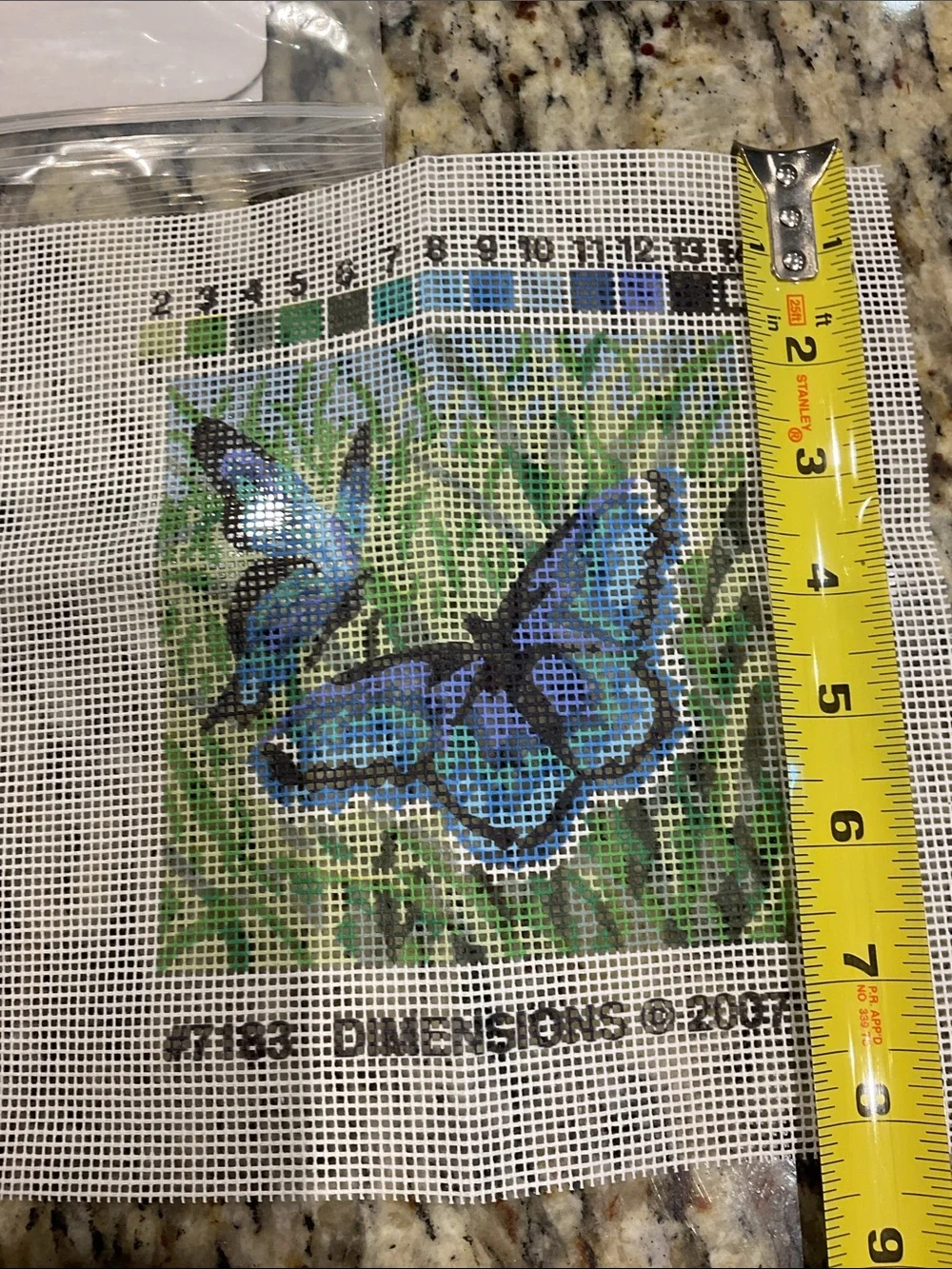 Dimensions Butterfly Duo Needlepoint 5x5” cotton thread